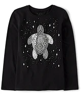 Girls Foil Turtle Graphic Tee