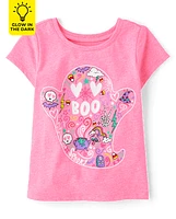 Baby And Toddler Girls Glow Ghost Boo Graphic Tee