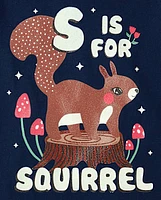 Baby And Toddler Girls Squirrel Graphic Tee