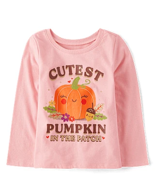 Baby And Toddler Girls Cutest Pumpkin Graphic Tee