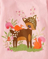 Baby And Toddler Girls Deer Graphic Tee