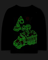 Baby And Toddler Boys Glow Halloween Construction Graphic Tee