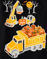 Baby And Toddler Boys Glow Halloween Construction Graphic Tee