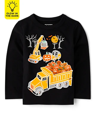 Baby And Toddler Boys Glow Halloween Construction Graphic Tee