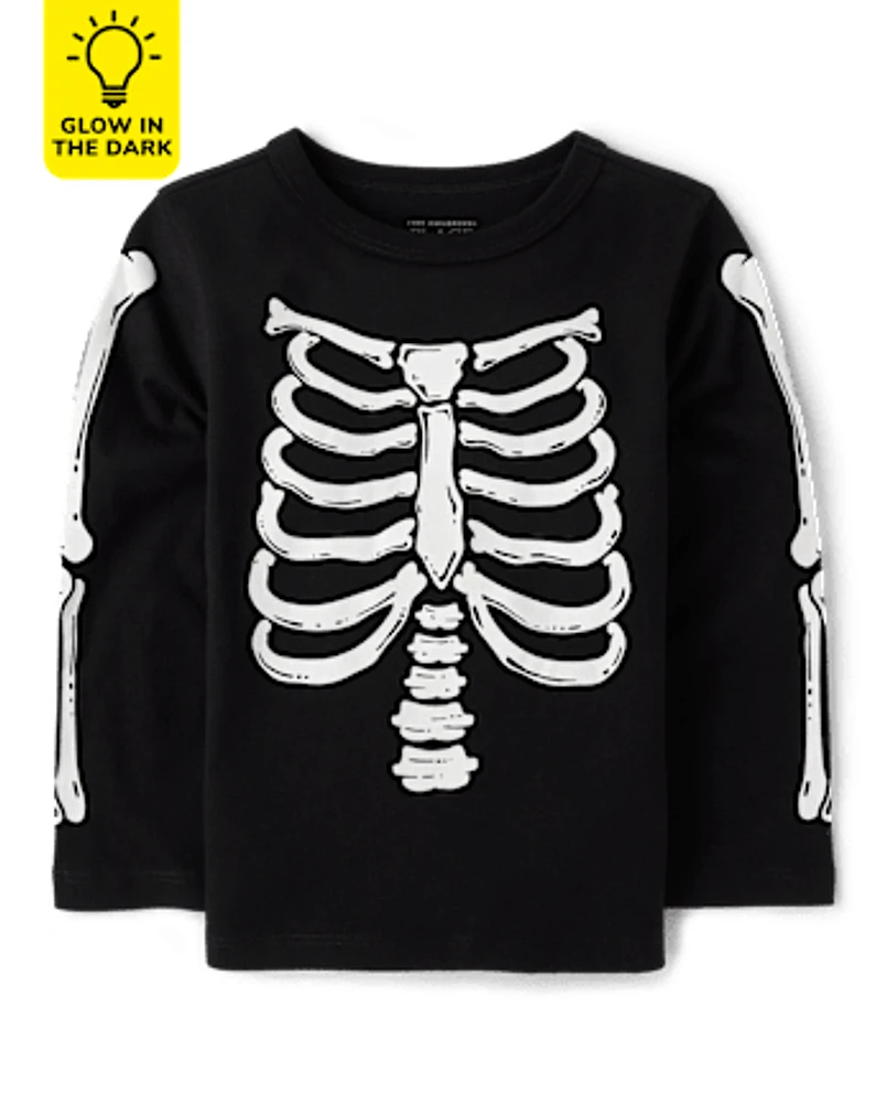 Unisex Baby And Toddler Matching Family Glow Skeleton Graphic Tee