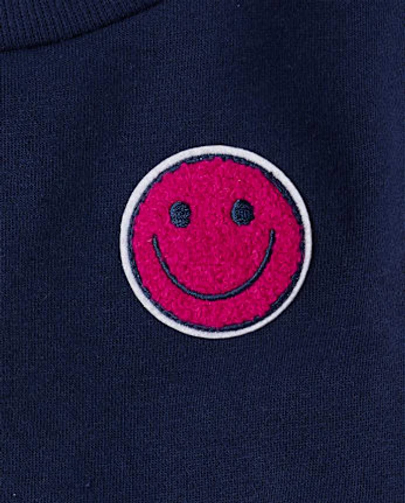 Girls Happy Face Sweatshirt Dress