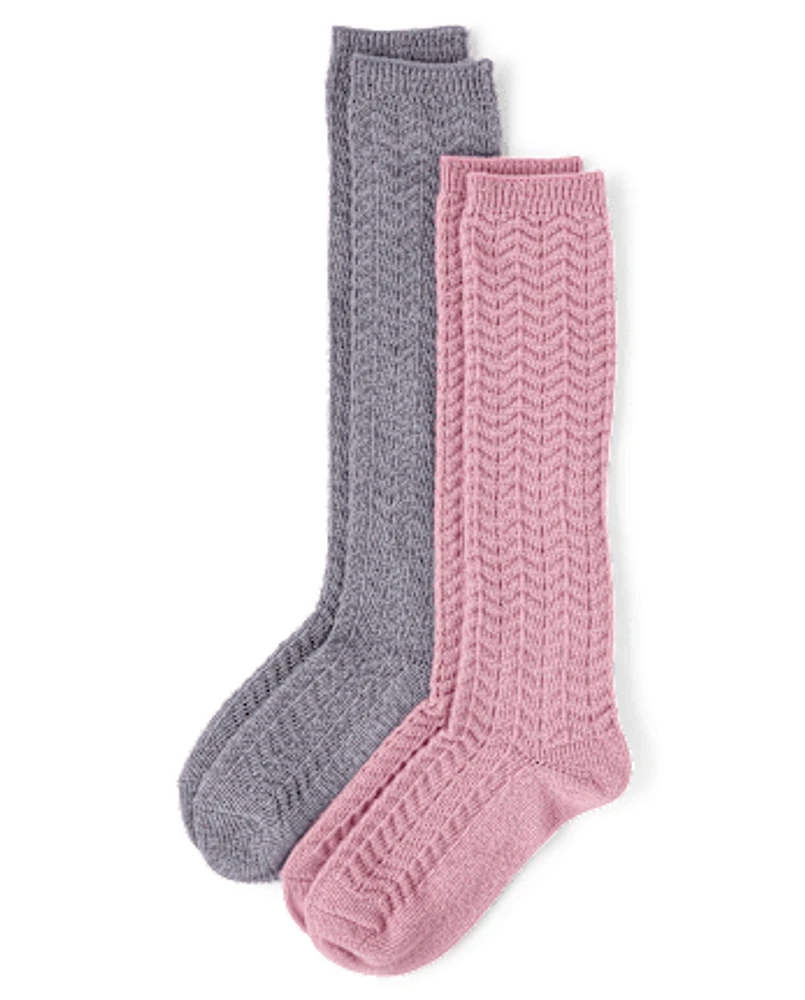 Girls Pointelle Boot Socks 2-Pack