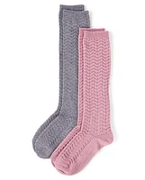 Girls Pointelle Boot Socks 2-Pack