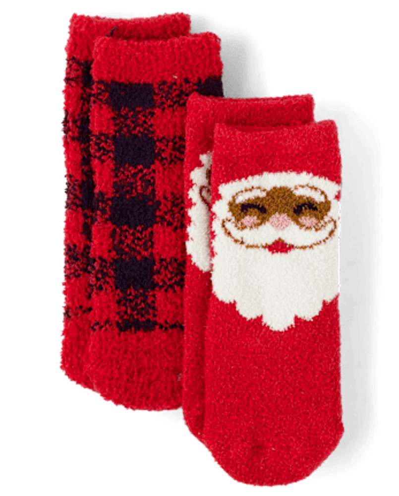 Baby And Toddler Matching Family Santa Cozy Socks 2-Pack