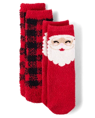 Unisex Baby And Toddler Matching Family Santa Cozy Socks 2-Pack