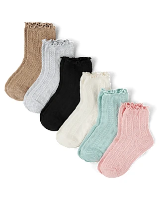 Baby And Toddler Girls Pointelle Ruffle Midi Socks 6-Pack