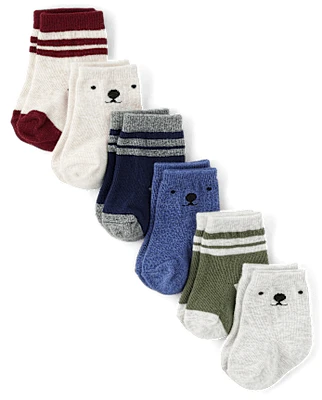 Baby Boys Bear Midi Socks 6-Pack