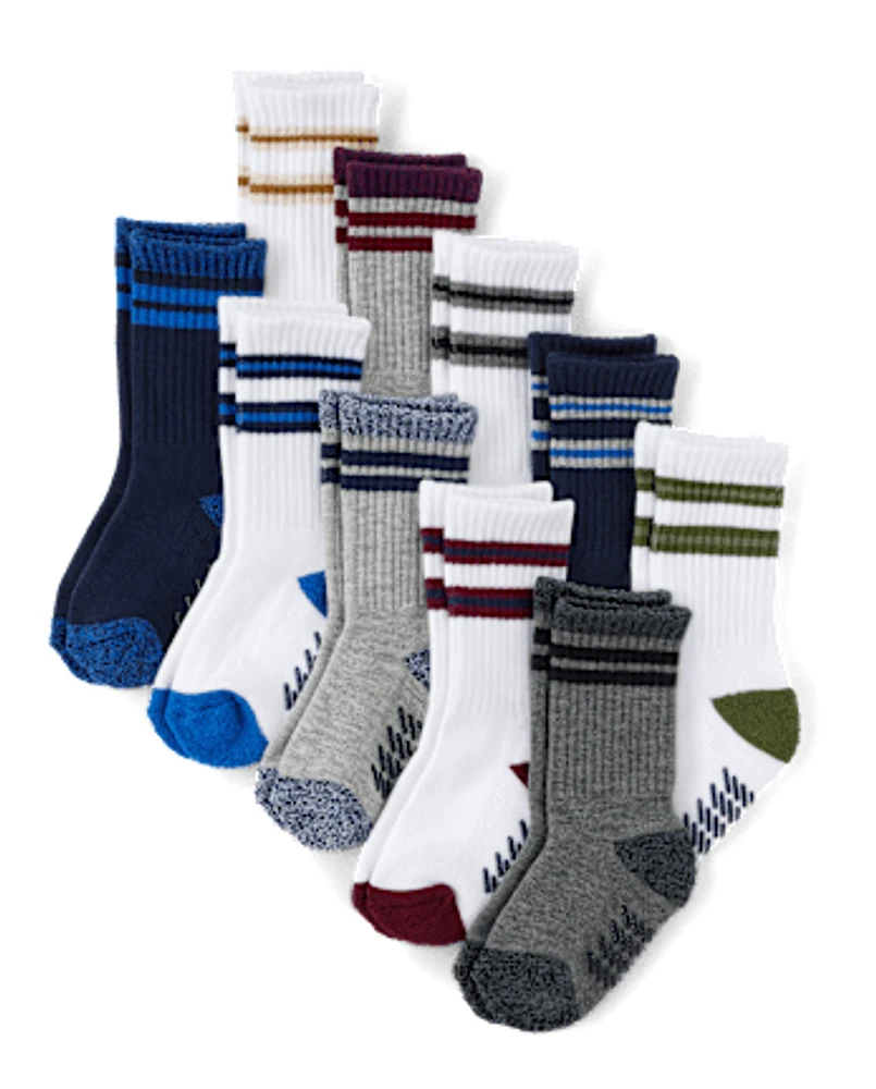 bébé et tout-petit, garçon Stripe Cushioned Crew Chaussettes 10-Pack