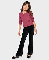 Girls Stretch Faux Corduroy Flare Pants