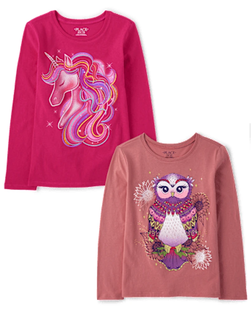 Girls Animal Graphic Tee 2-Pack