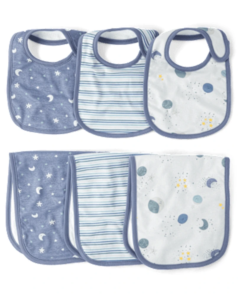 Baby Boys Moon Bib And Burp Cloth 6-Piece Set