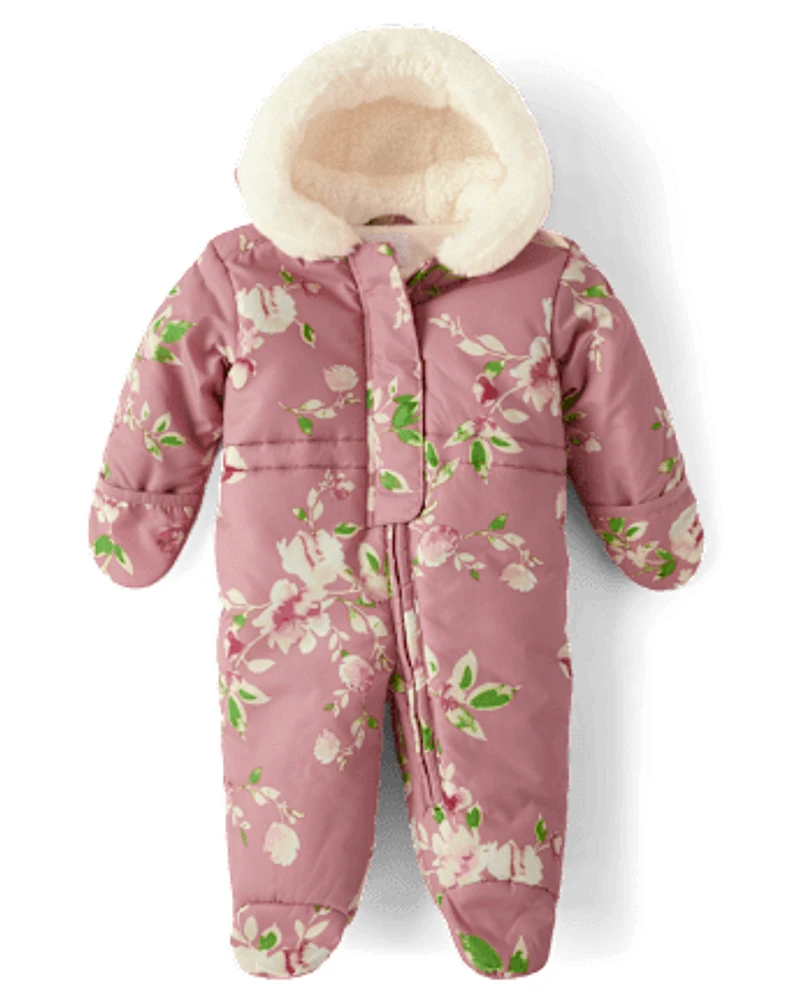 Baby Girls Floral Snowsuit