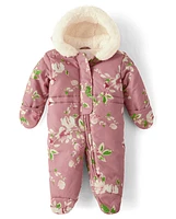 Baby Girls Floral Snowsuit