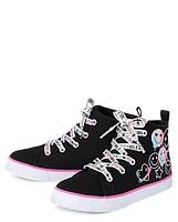 Girls Glitter Happy Face High Top Sneakers