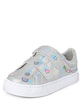 Toddler Girls Holographic Doodle Low Top Sneakers