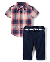 Baby Boys Plaid 2-Piece Outfit Set