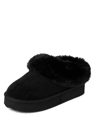 Girls Platform Teddy Slip Ons