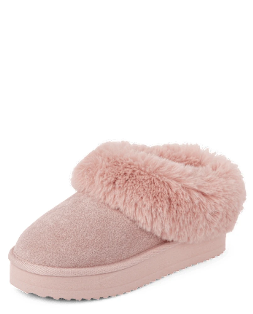 Girls Platform Teddy Slip Ons