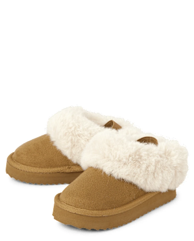 Toddler Girls Platform Teddy Slip Ons