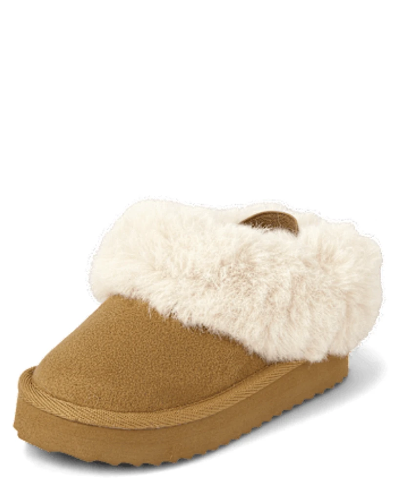 Toddler Girls Platform Teddy Slip Ons