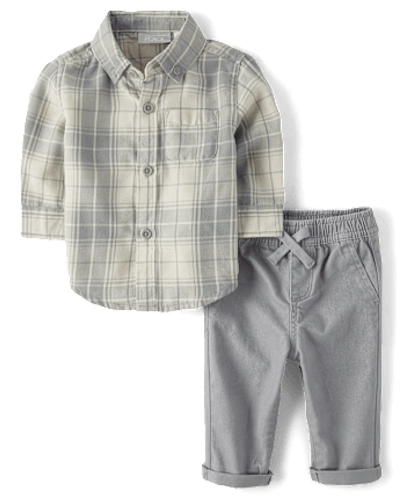 Baby Boys Dad And Me Plaid 2-Piece Outfit Set