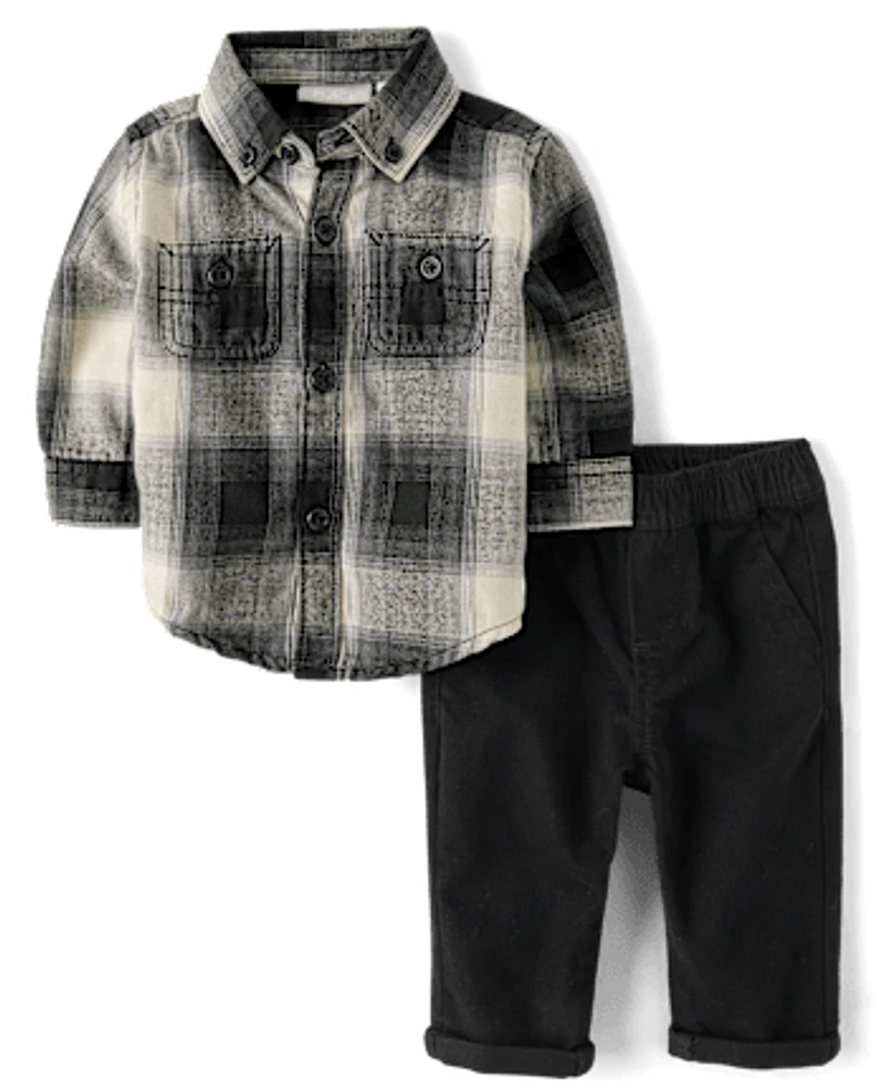 Baby Boys Plaid 2-Piece Outfit Set