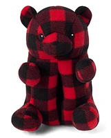 Unisex Kids Matching Family Buffalo Plaid Bear Slippers