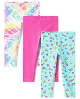 Toddler Girls Rainbow Tie Dye Leggings 3-Pack