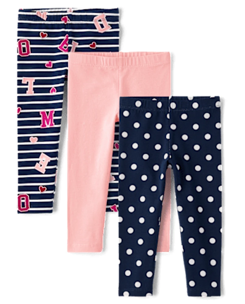 Toddler Girls ABC Leggings 3-Pack