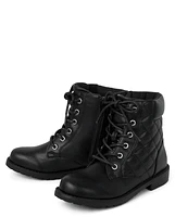 Girls Quilted Lace Up Booties