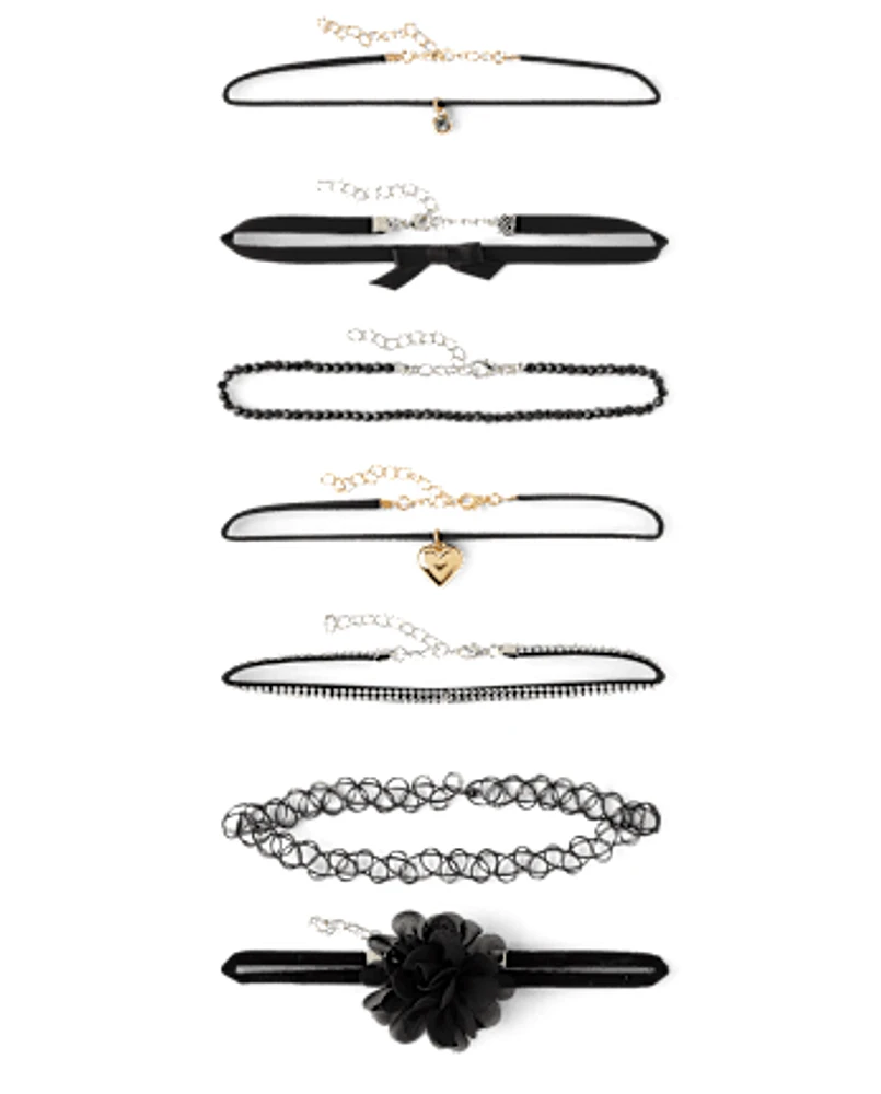 Girls Bow Choker Necklace 7-Pack