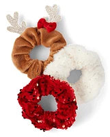 Girls Reindeer Scrunchie 3-Pack