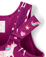 Toddler Girls Unicorn Snow Overalls