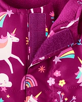 Toddler Girls Unicorn Snow Overalls