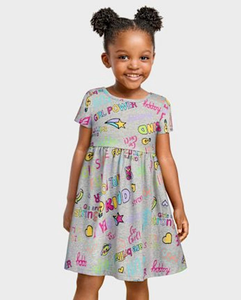Toddler Girls Rainbow Girl Power Everyday Dress