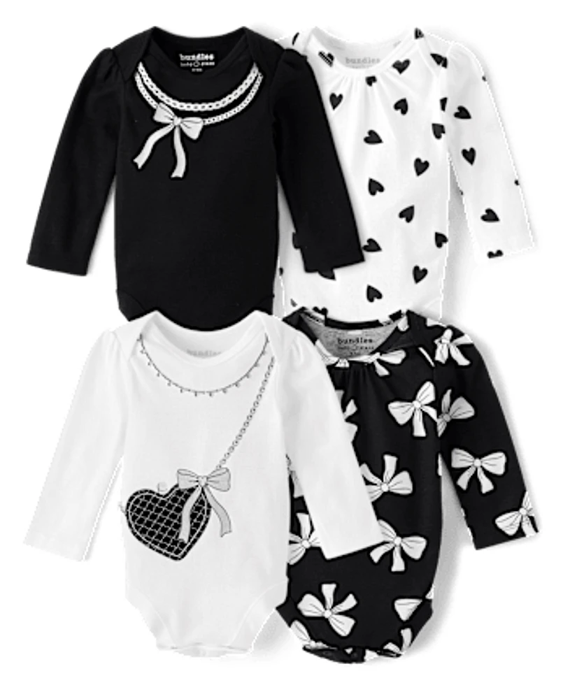 Baby Girls Bow Bodysuit 4-Pack