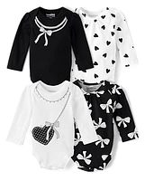 Baby Girls Bow Bodysuit 4-Pack