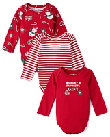 Lot de 3 bodys unisexe Bébé Noël