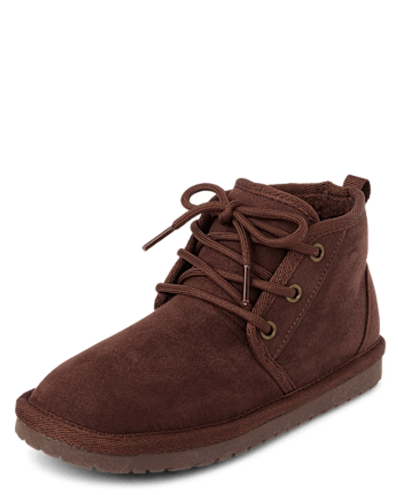 Boys Lace Up Teddy Boots