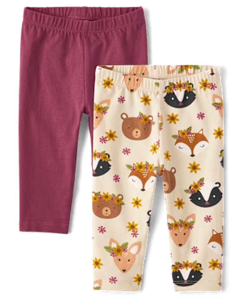 Baby Girls Animal Leggings 2-Pack