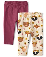 Baby Girls Animal Leggings 2-Pack