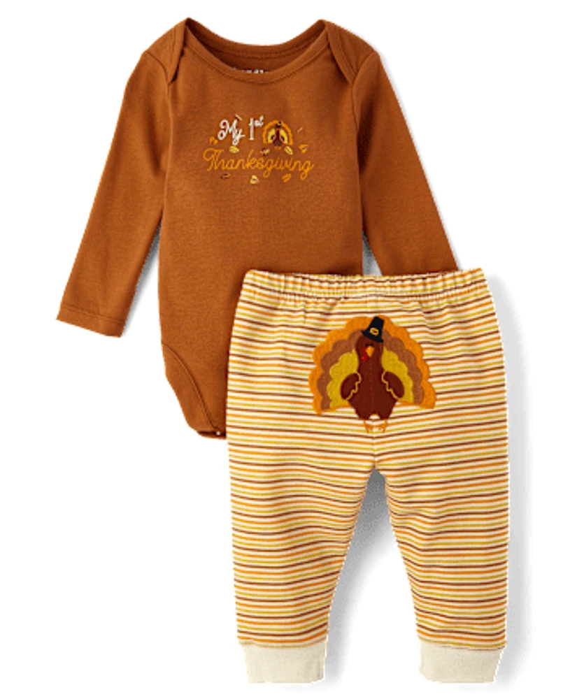 Ensemble de vêtements jeu 2 pièces unisexe Bébé First Thanksgiving