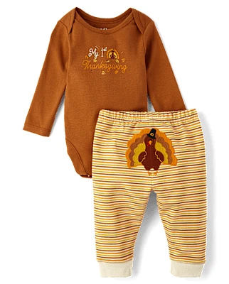 Ensemble de vêtements jeu 2 pièces unisexe Bébé First Thanksgiving