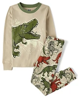 Boys Dino Snug Fit Cotton Pajamas