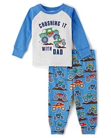 Baby And Toddler Boys Monster Truck Snug Fit Cotton Pajamas